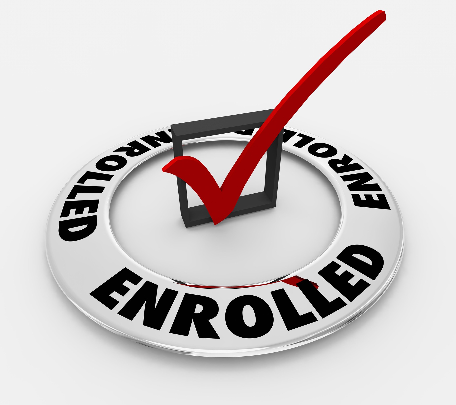 Enrolled Registered Signed Up Word Check Mark Box 3d Illustration